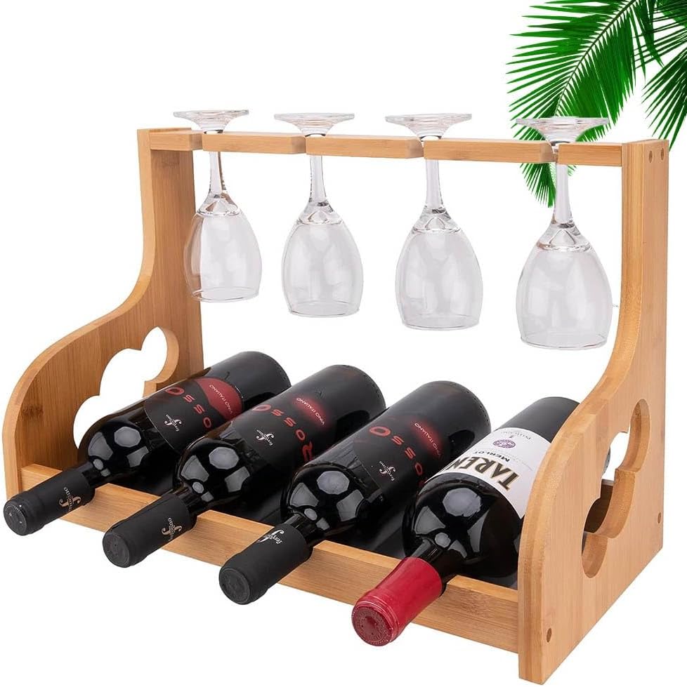Etlegor Freestanding Wine Rack with Glass Holder