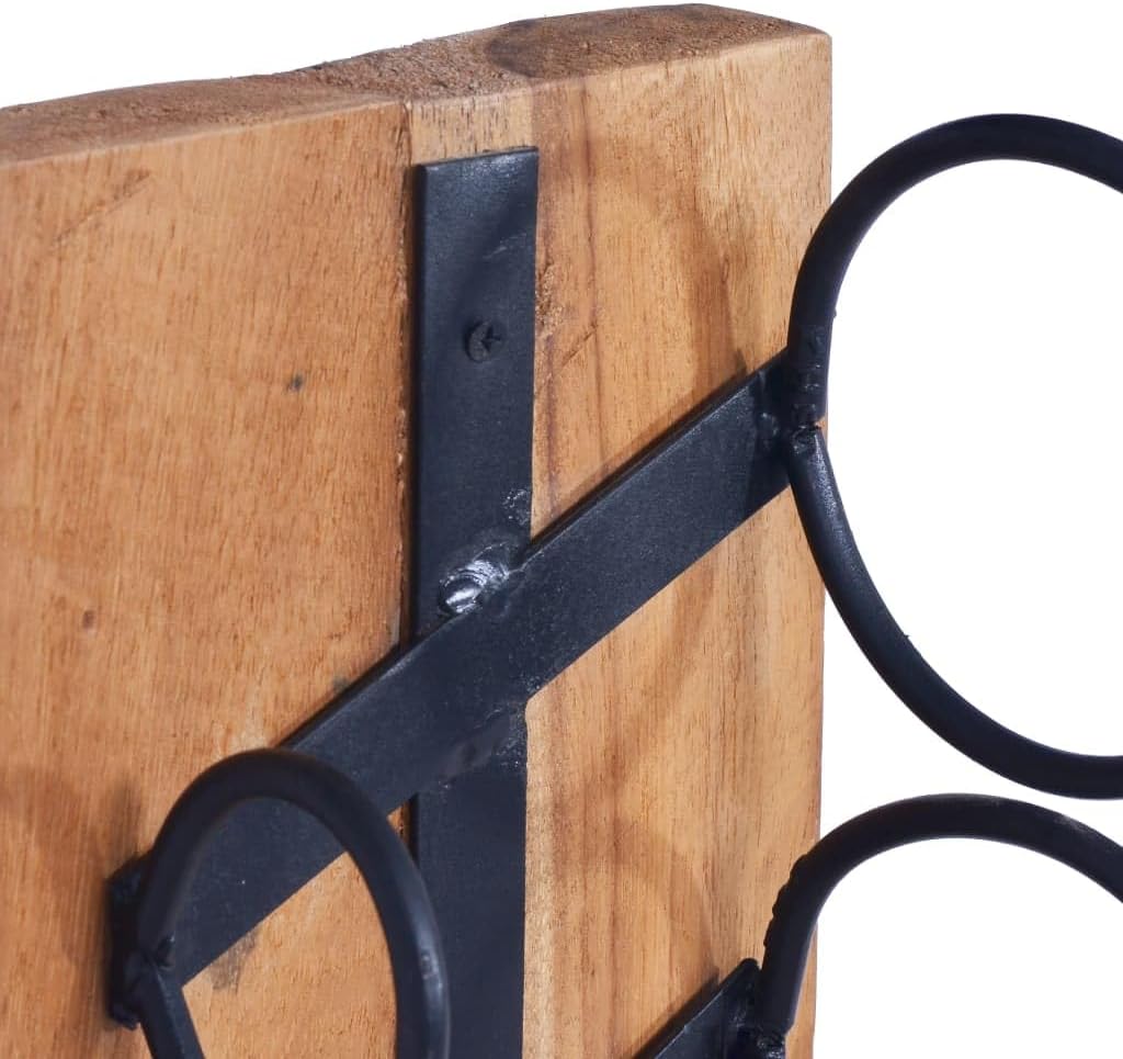 vidaXL Solid Teak Wood Wine Rack - Retro Style 6 Bottle Capacity