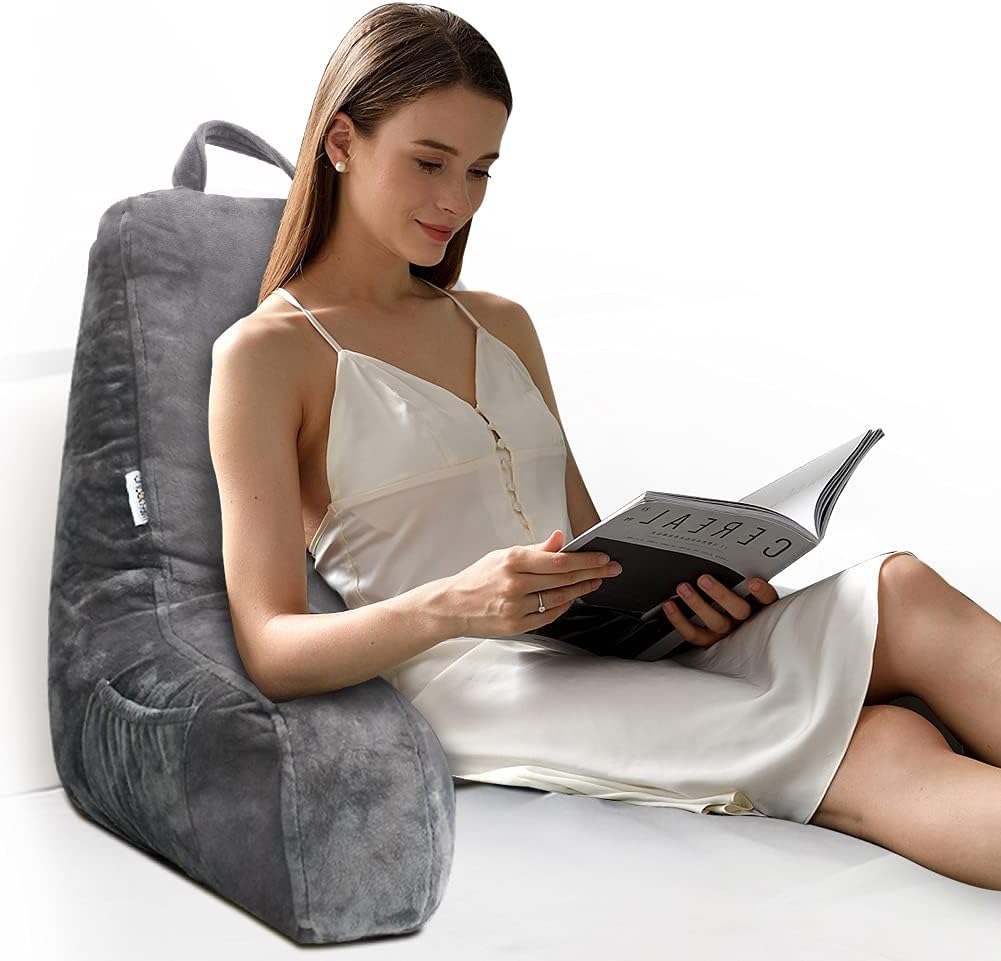 Reading Pillow with Velvet Cover and Memory Foam Support