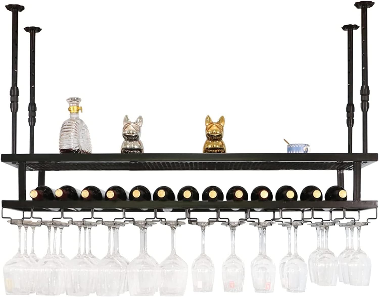 ALDEPO Wall-Mounted Wine Rack Durable Metal Ceiling Wine Holder