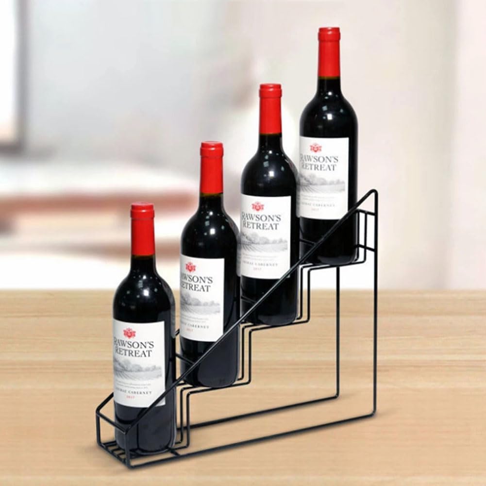 Freestanding Black Metal Wine Rack - Tabletop Bottle Holder Stand