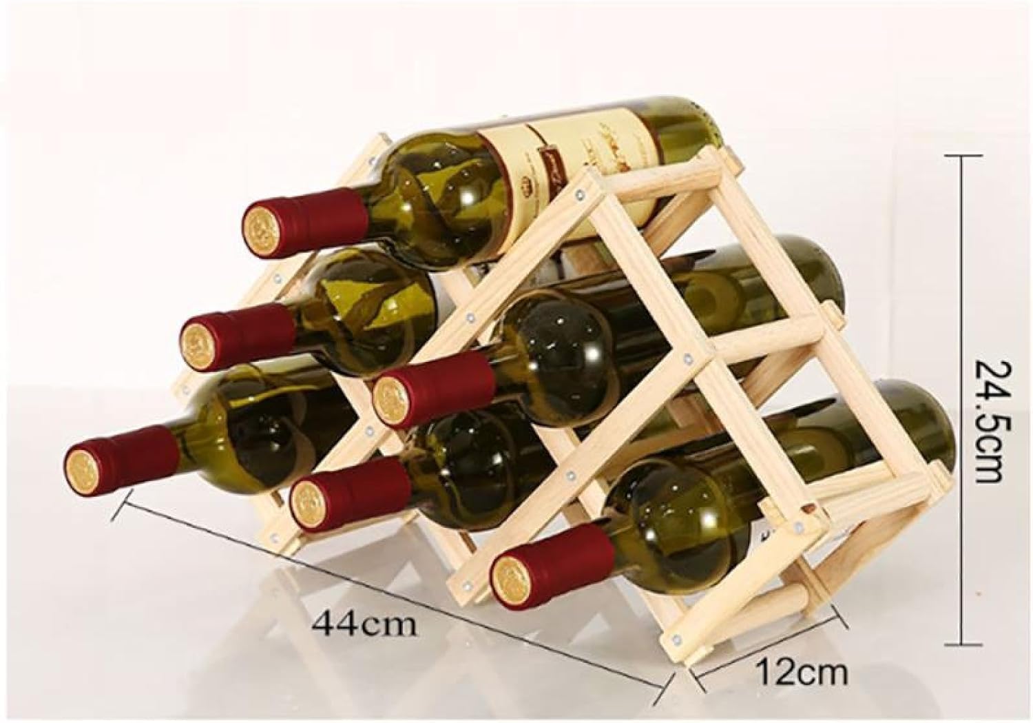 OWKAY Foldable Wooden Wine Rack 10 Bottles