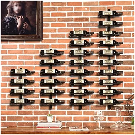 ALDEPO Wall-Mounted Wine Rack 4-Bottle Rustic Metal Holder