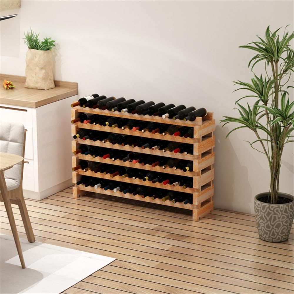 6 Tier Pine Wood Wine Rack 72 Bottles Storage Organizer