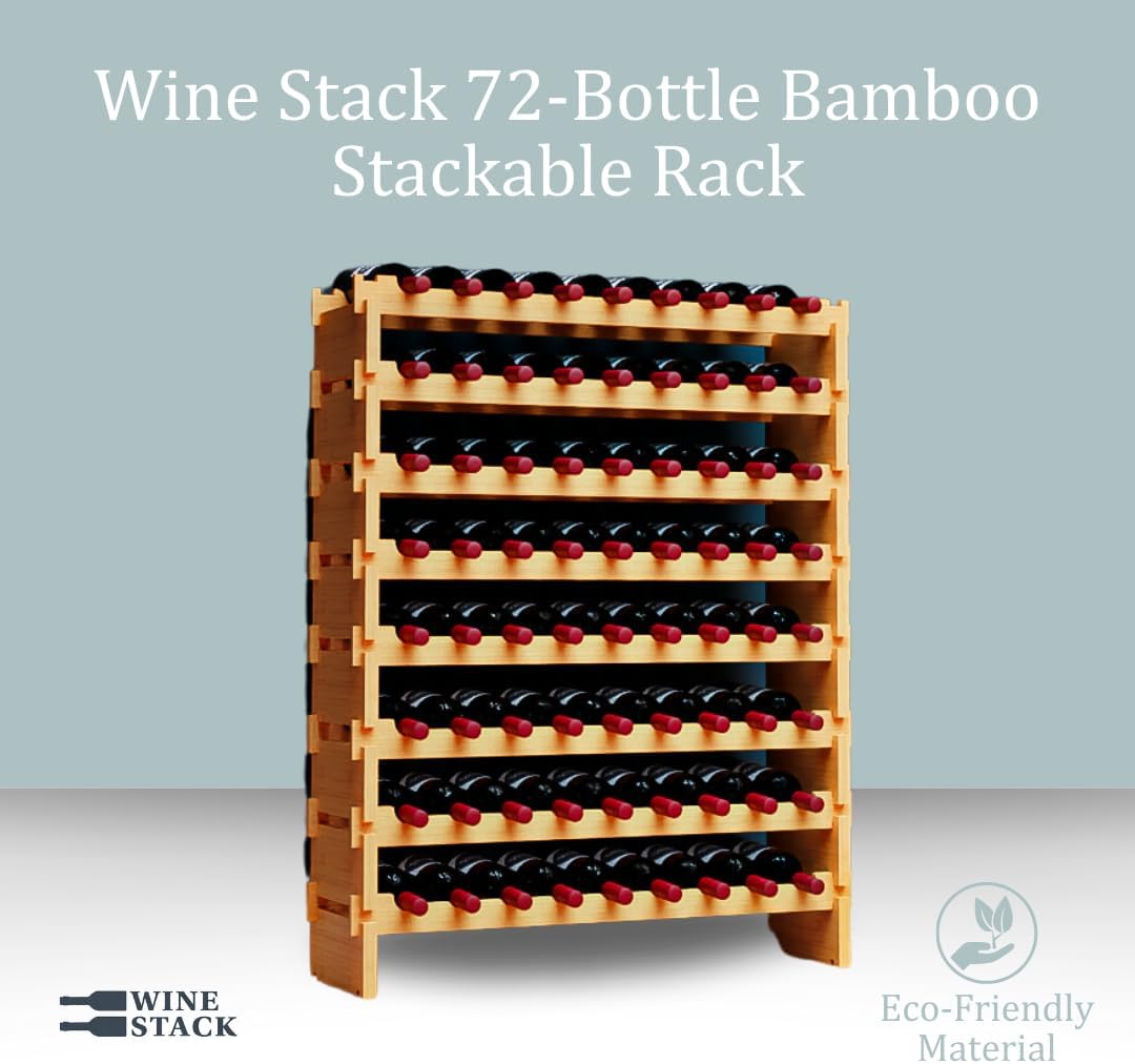 Wine Stack 72 Bottle Bamboo Freestanding Wine Rack