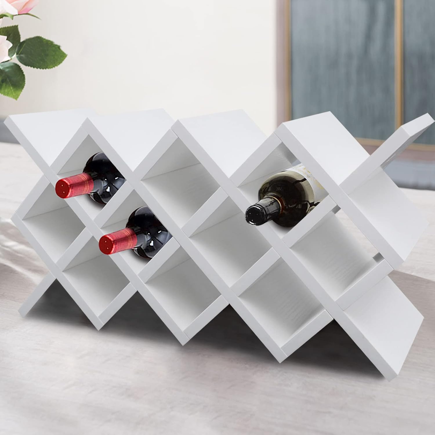 10 Cell Wine Rack with Lattice Design