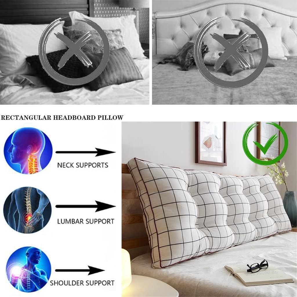 ZZYK Soft Plaid Reading Pillow with Headboard Support 1