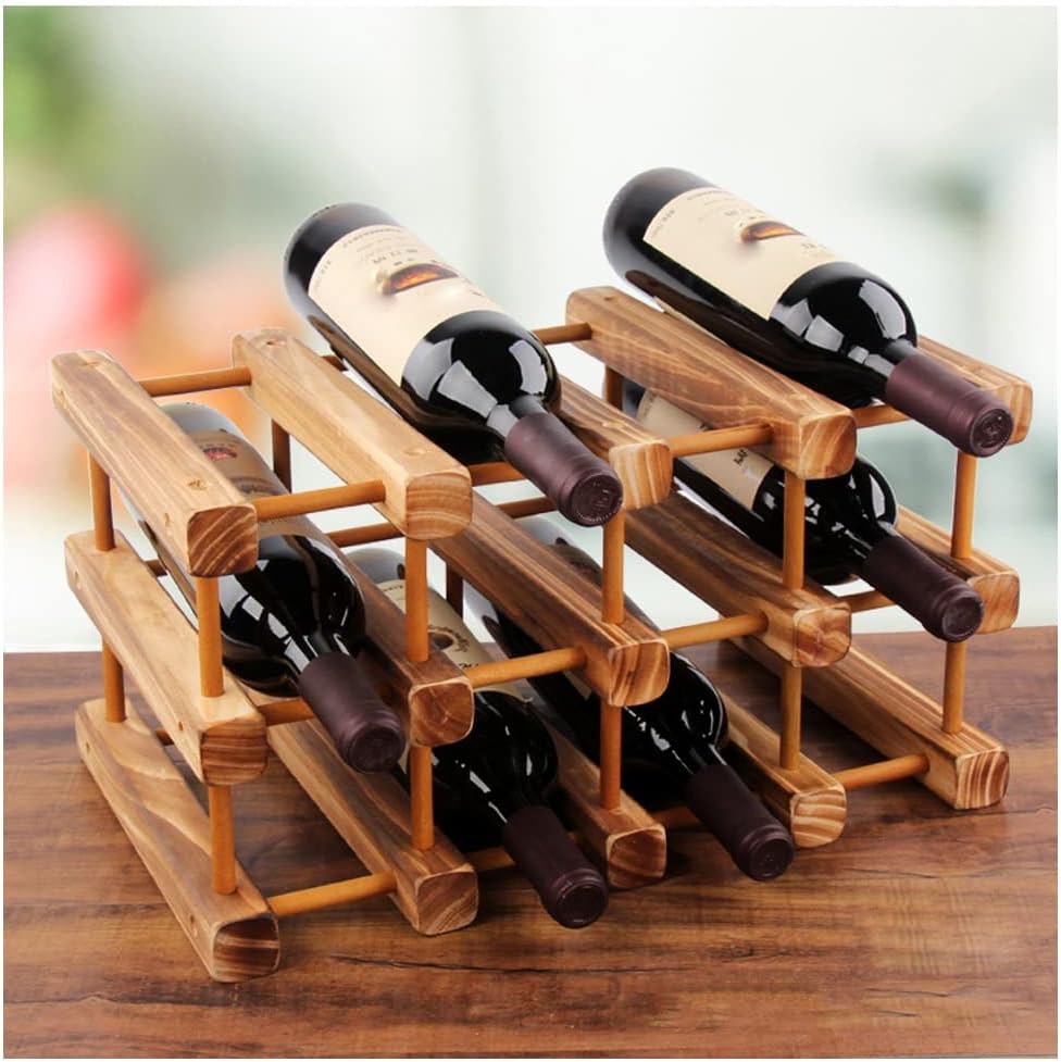 LYRWISHLTD Wooden Wine Rack 12 Bottles Organizer