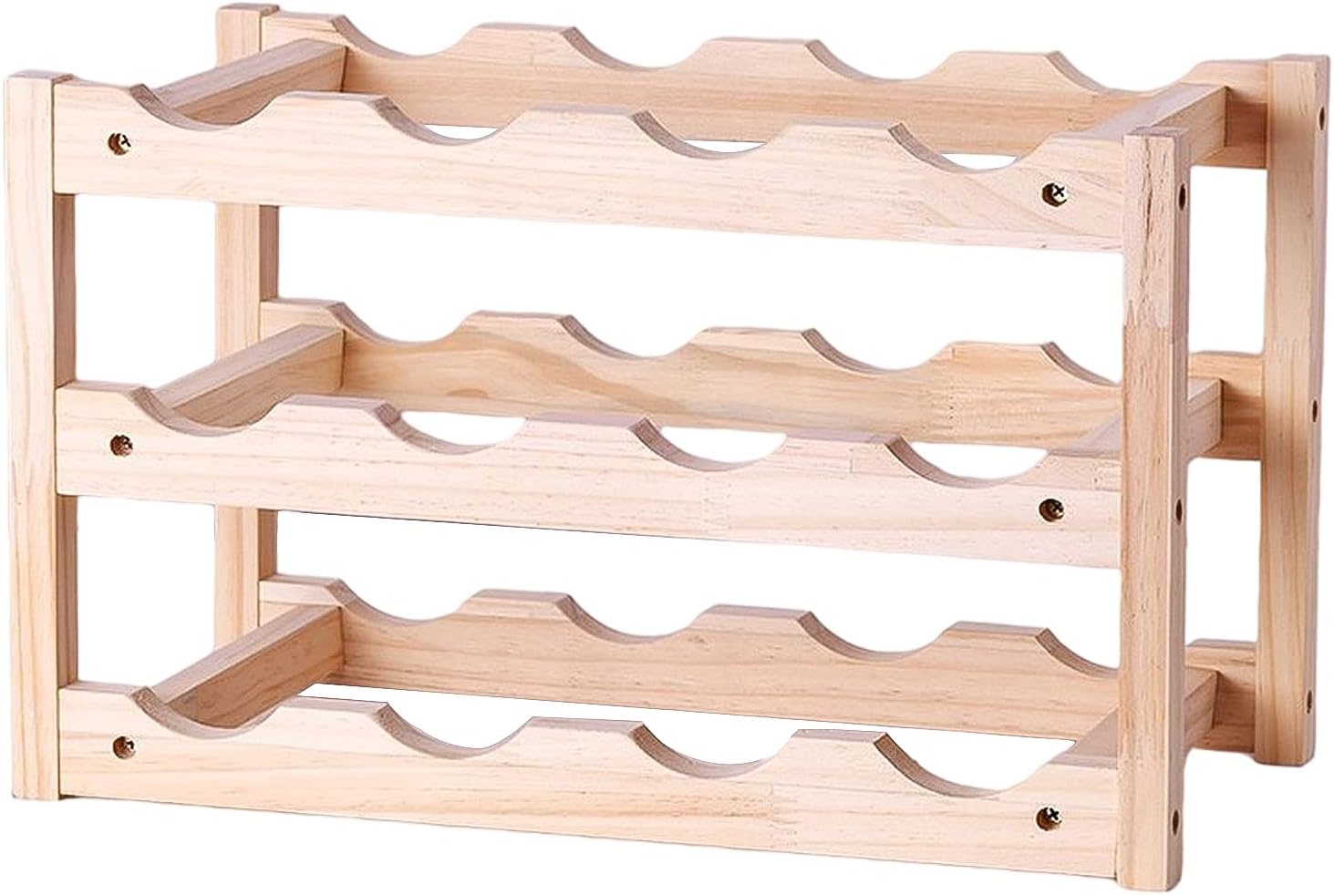 SYCARPET Stackable Solid Wood Wine Rack 3 Layers