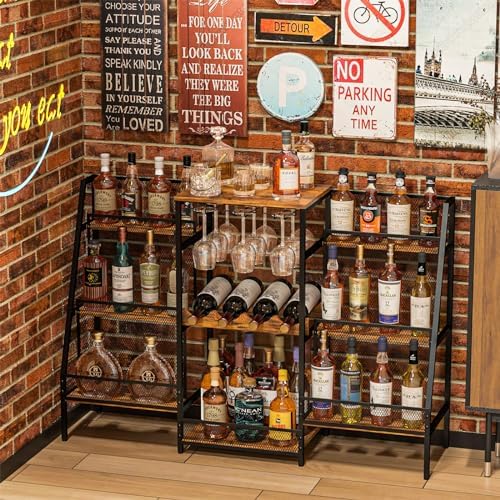 Hayexiha 6-Tier Bar Cabinet with Glass Holder and Wine Table 1