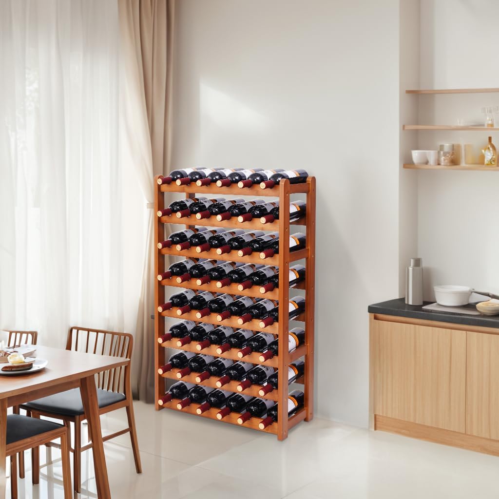 Freestanding Bamboo Wine Rack for Home Kitchen Dining Room