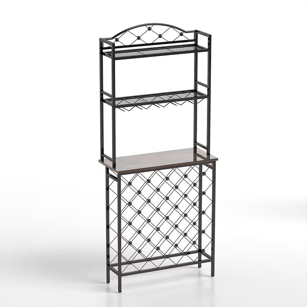 VOXIV 3-Tier Freestanding Wine Rack with Glass Holder