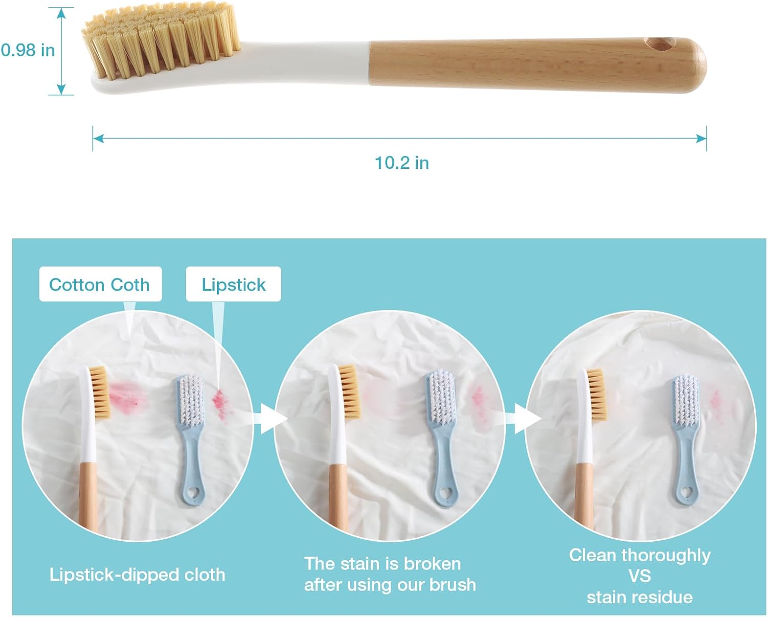 OSCIOSS Wood Laundry Brush with Long Handle and Soft Bristles