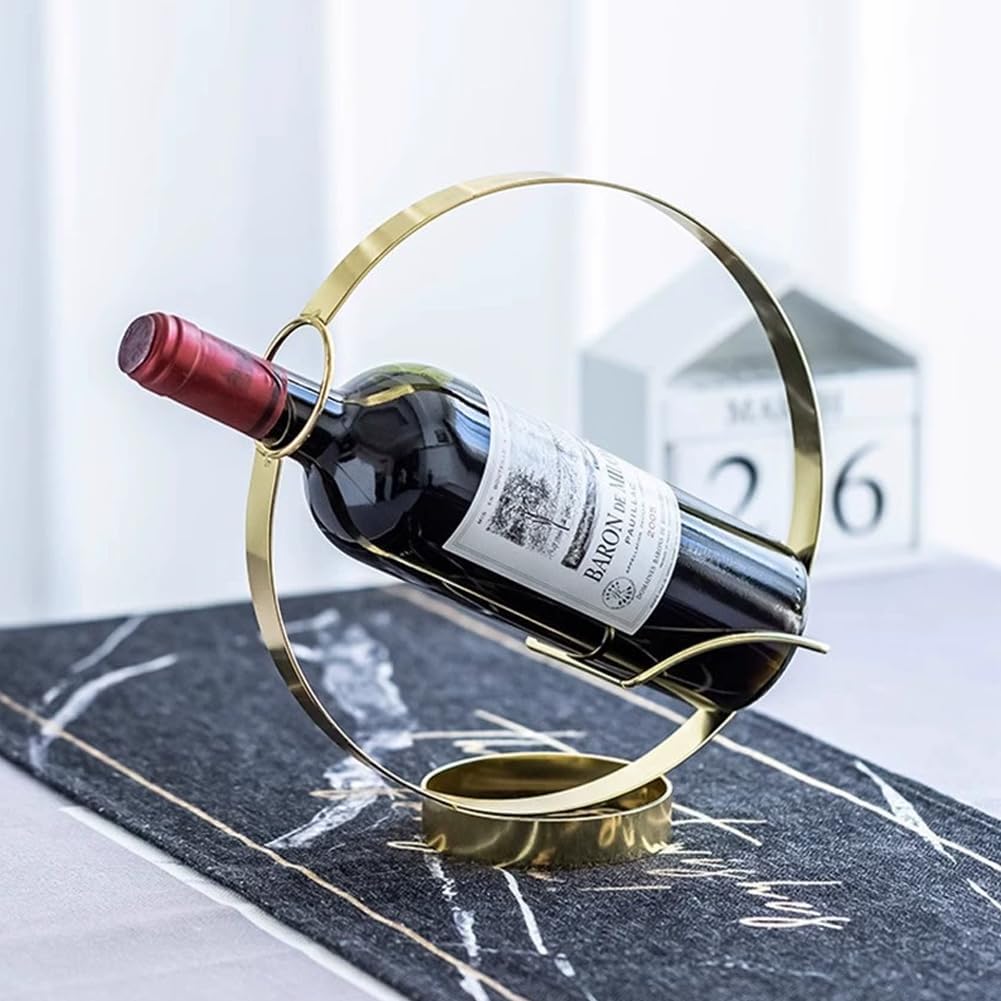 Metal Single Wine Rack Stylish Countertop Holder for Wine Lovers Gold