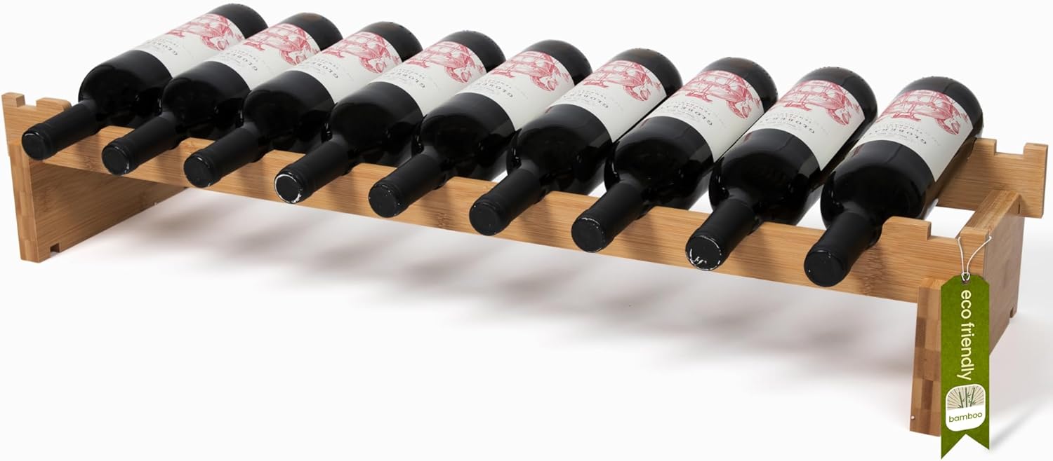 DECOMIL 9 Bottle Wine Rack - Sturdy Modular Stackable