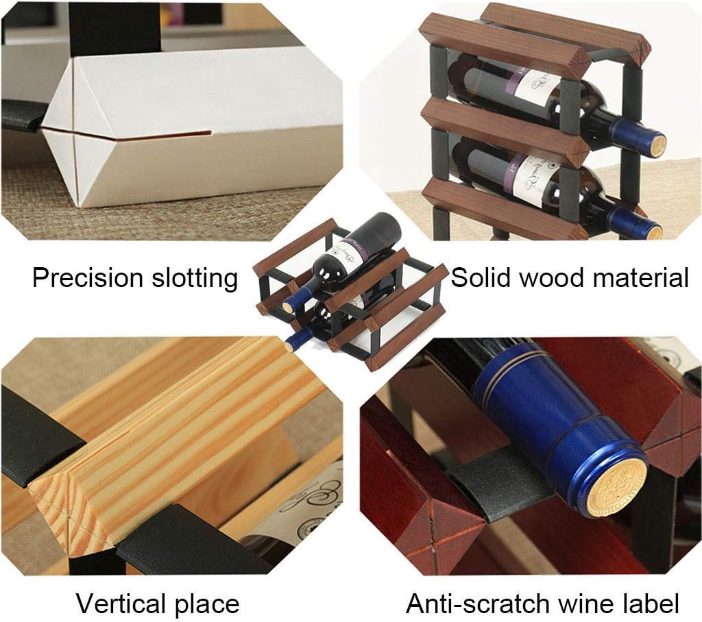 SGSG 6 Bottle Solid Wood Wine Rack Free Standing