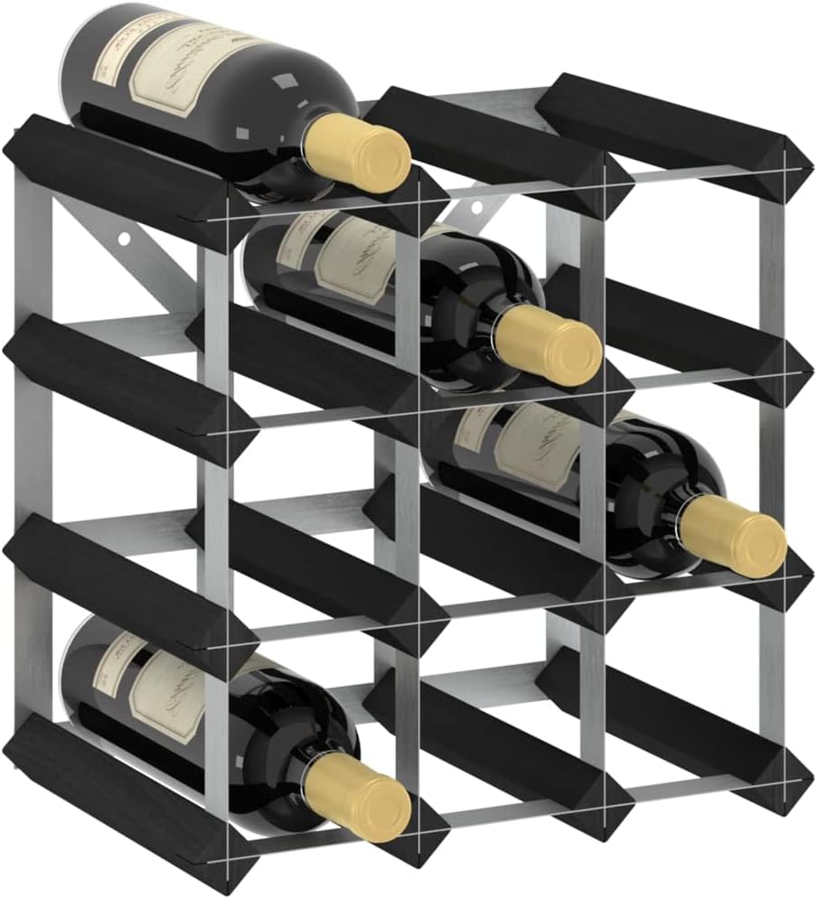 vidaXL Elegant 12-Bottle Wine Rack - Rustic Design