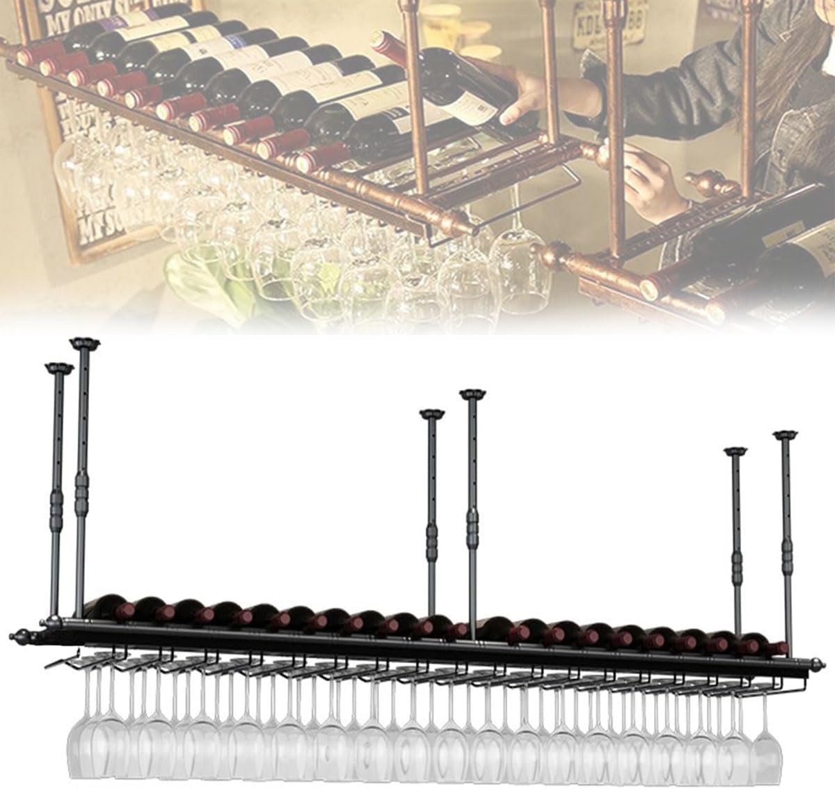 200x30cm Freestanding Wine Rack with Adjustable Height