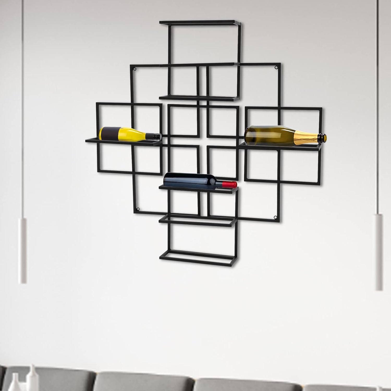 Gdrasuya10 8-Bottle Black Wall Wine Rack