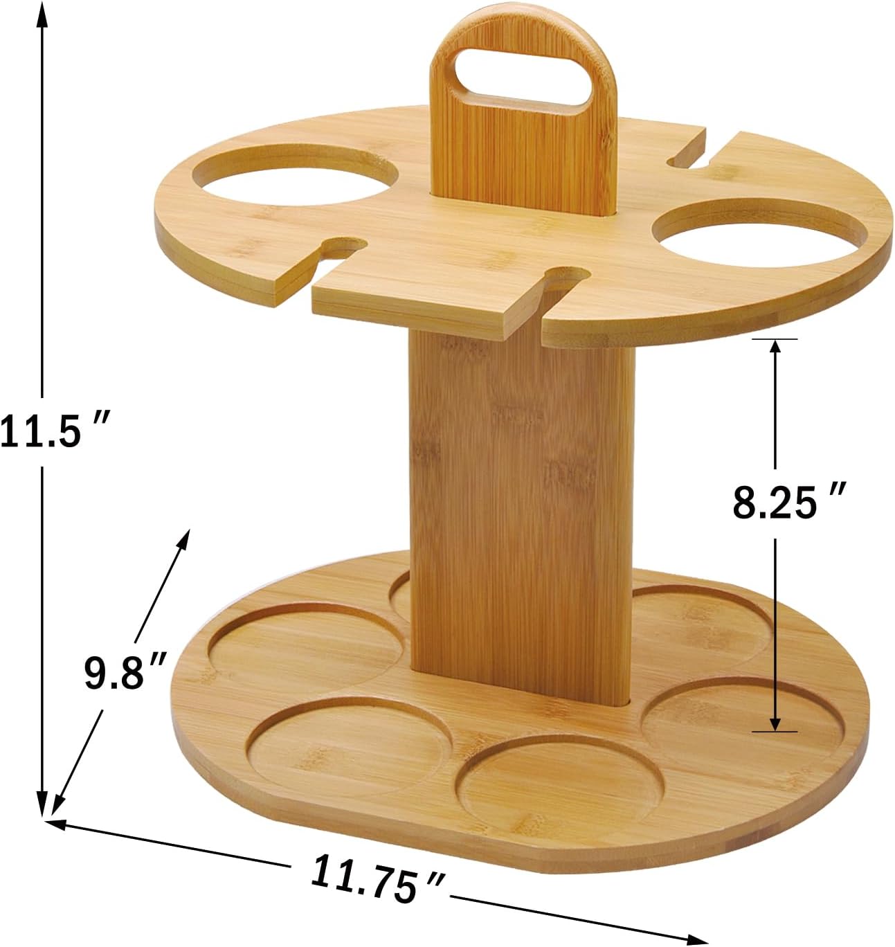 Tirrinia Bamboo Wine Rack 2 Bottles 4 Glasses