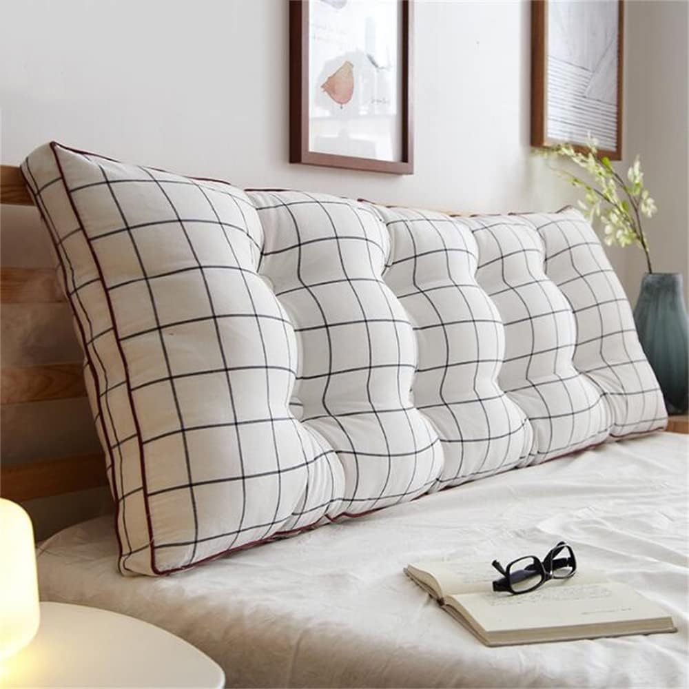 ZZYK Soft Plaid Reading Pillow with Headboard Support 1