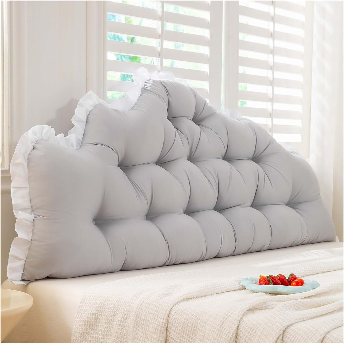Crown Bed Wedge Pillow - 200x75x10cm Luxury Reading Support Cushion