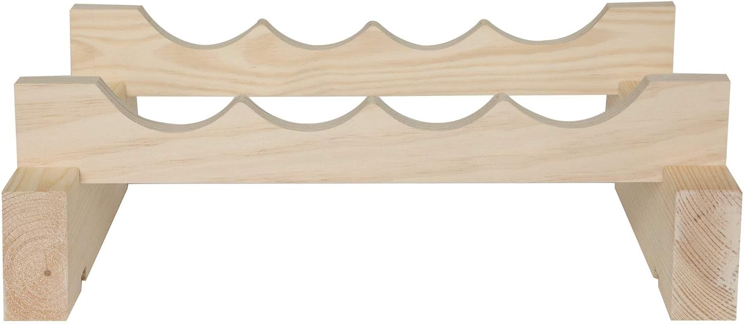 4 Bottle Wide Wine Rack Natural Pine
