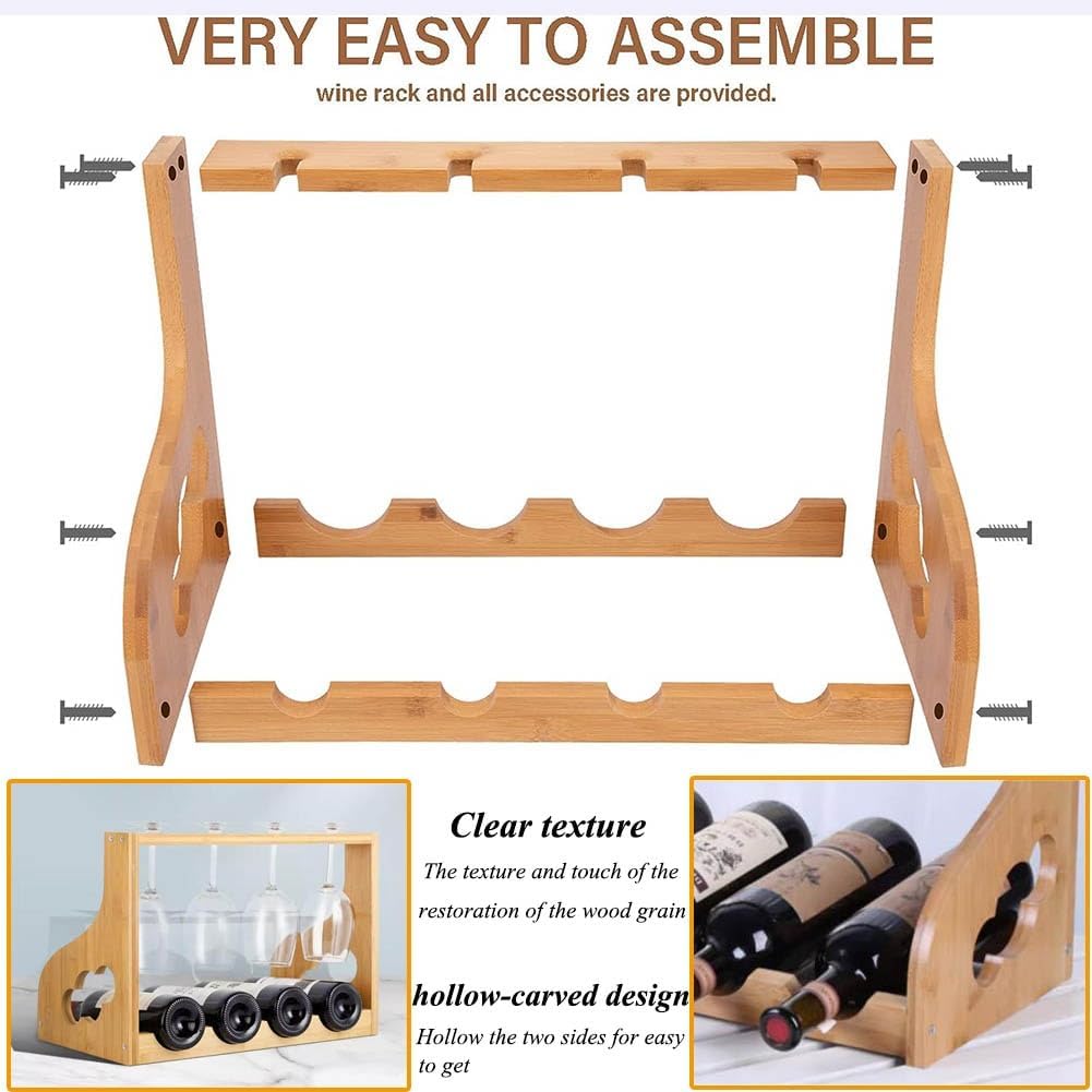 Etlegor Freestanding Wine Rack with Glass Holder