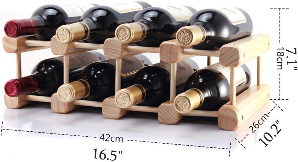 REMIGHTELY Solid Wood Wine Rack - 8 Bottles DIY Assembly