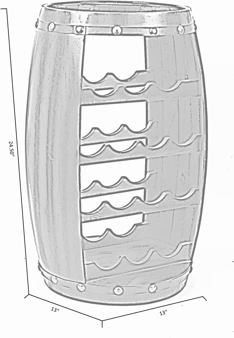 Vintiquewise Wooden Barrel Shaped 14 Bottle Wine Rack