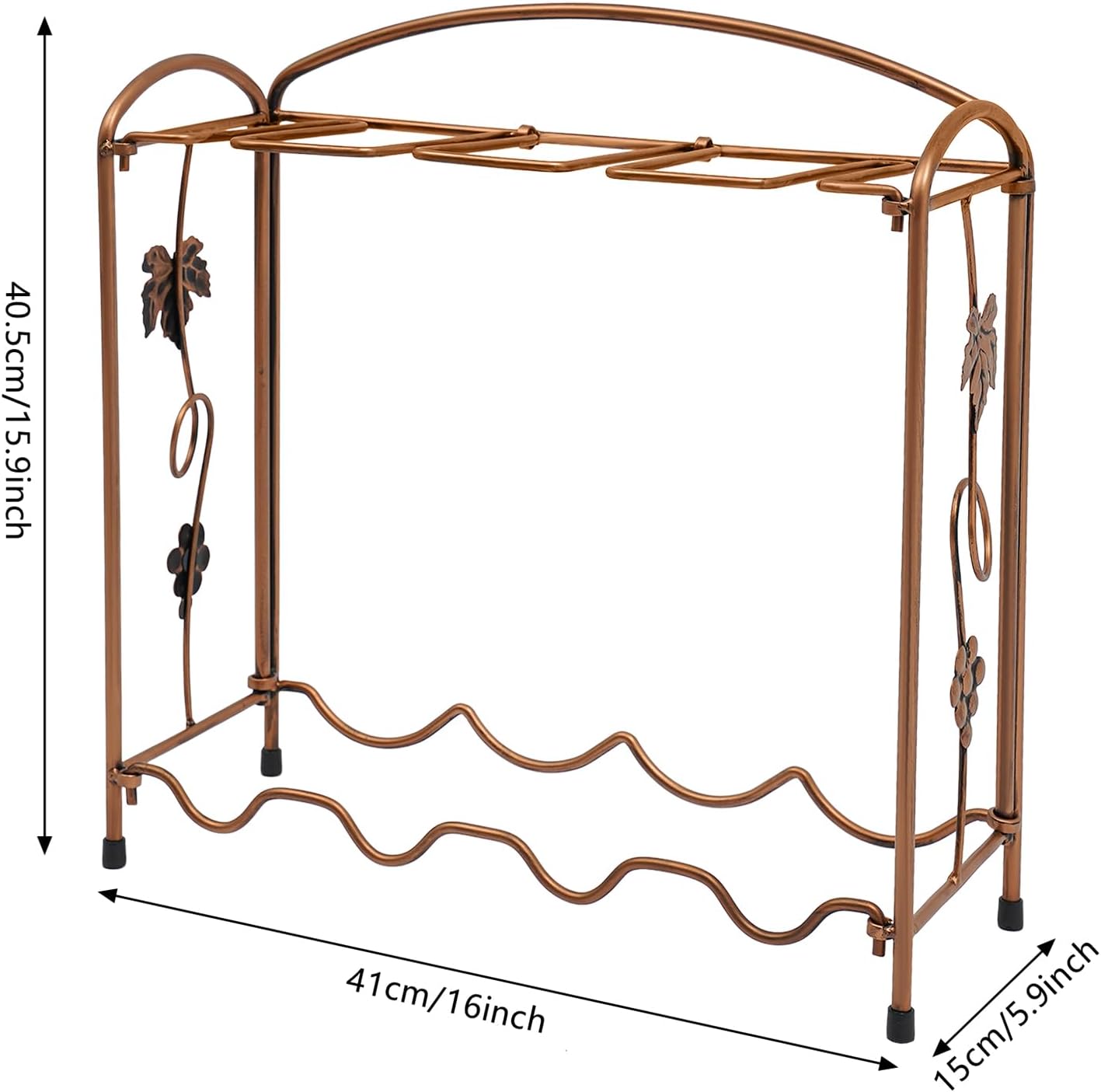CURIEUYU 4-Bottle 8-Cup Tabletop Wine Rack Bronze
