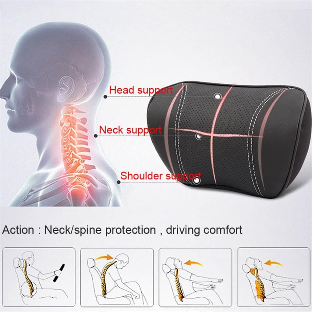 ERTXGBA Leather Car Neck Pillow with Memory Foam 1