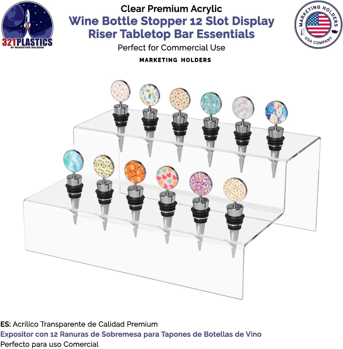 Marketing Holders 12 Slot Wine Stopper Display Stand