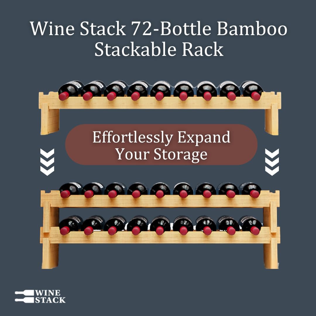 Wine Stack 72 Bottle Bamboo Freestanding Wine Rack