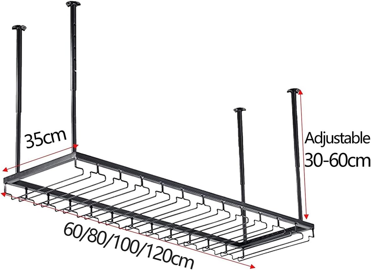 Adjustable Wall-Mounted Wine Glass Rack Black 120Cm
