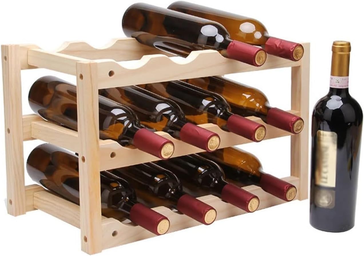 Freestanding 3-Tier Wine Rack for 12 Bottles