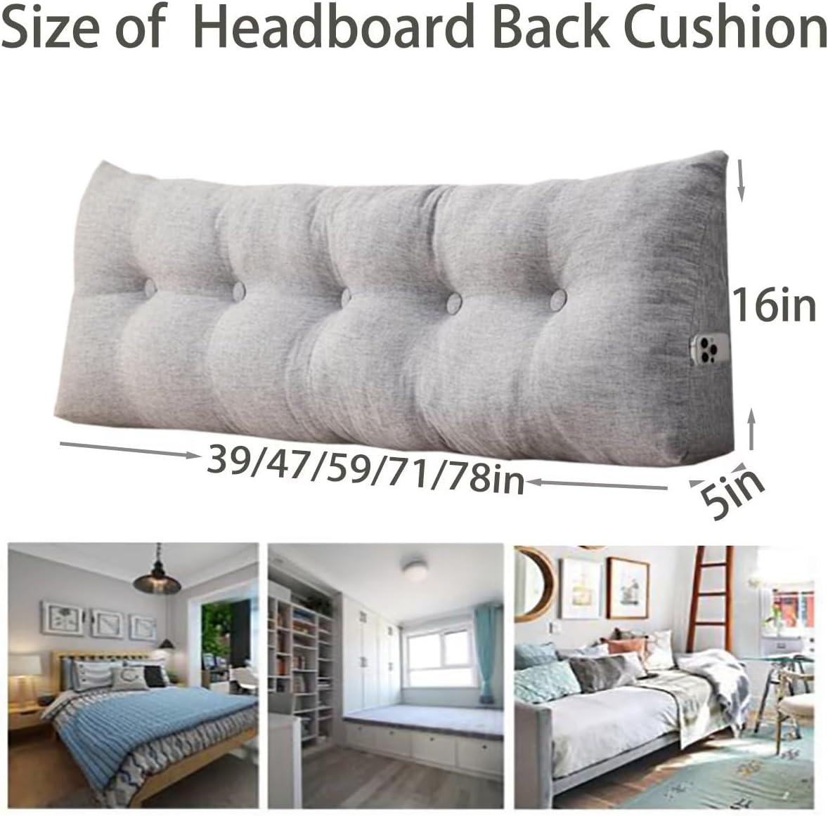 TESICA Large Triangle Headboard Pillow Wedge for Reading and Rest