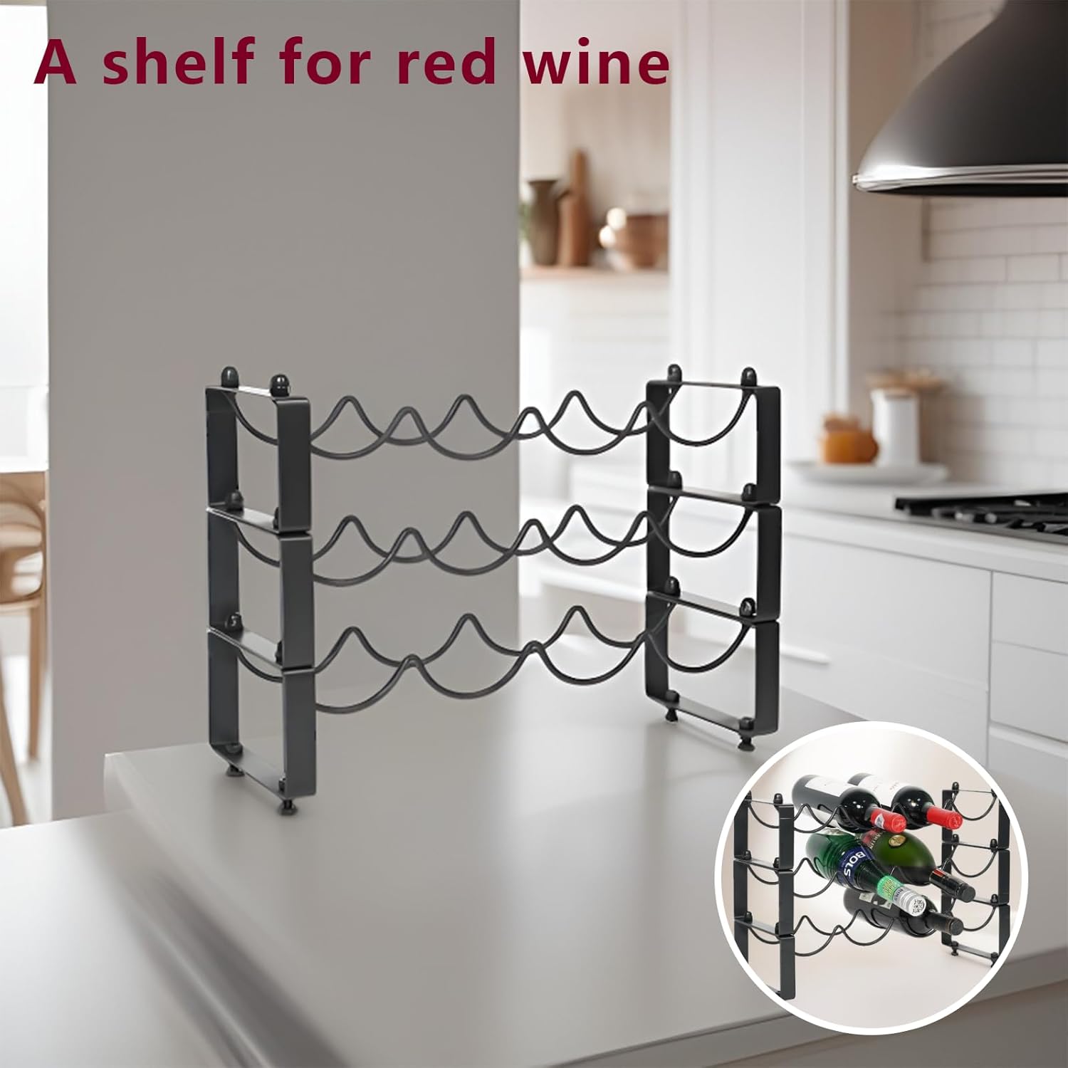 GREATLINK 3-Tier Wine Rack Black Freestanding
