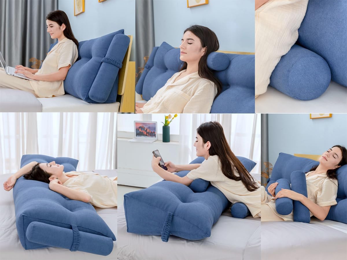 Peachwell Triangular Reading Pillow Set with Neck Support
