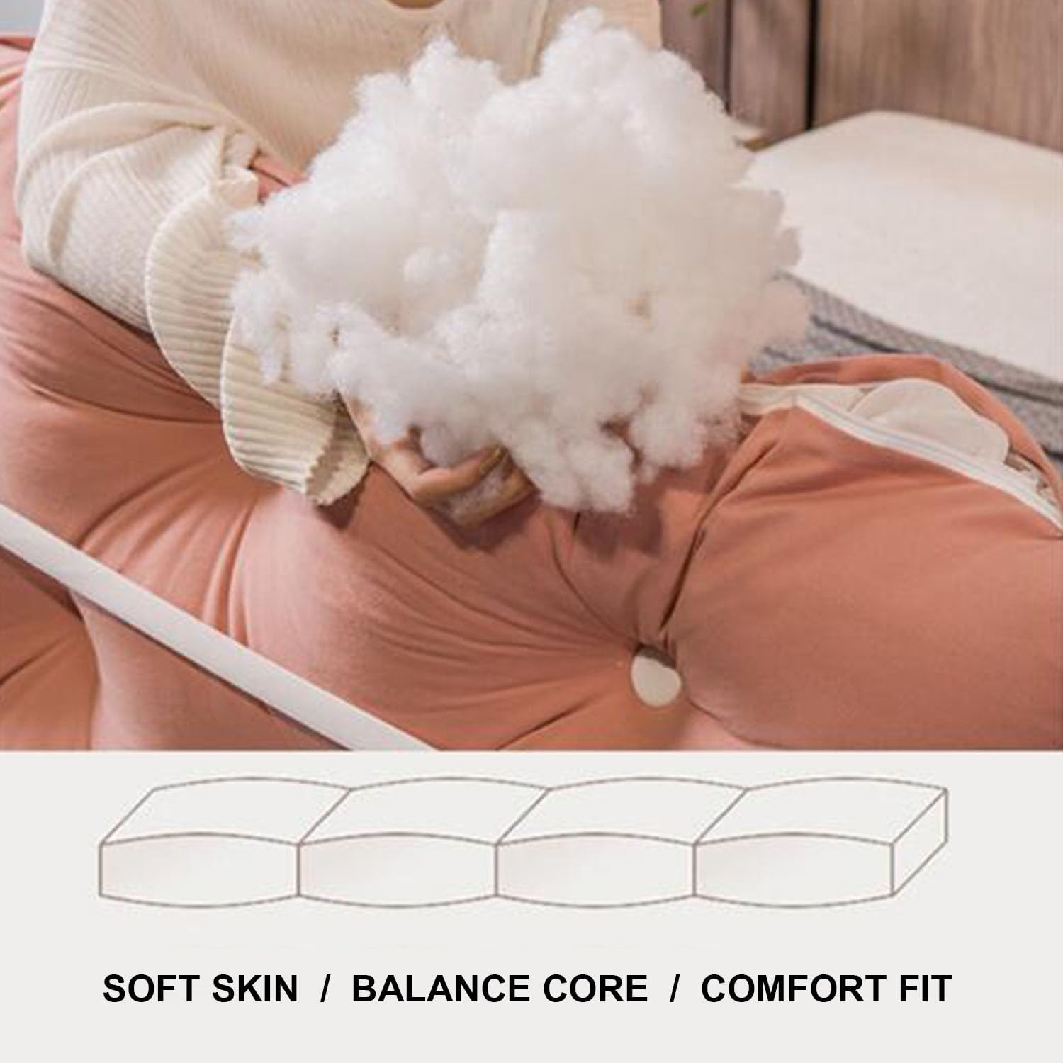 White Fleece Reading Pillow with Removable Headboard