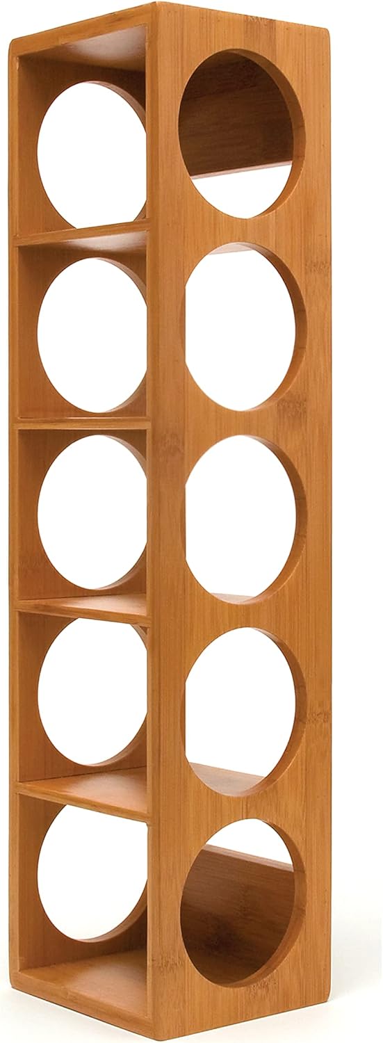 Bamboo Wood 5-Bottle Wine Rack Stackable Durable