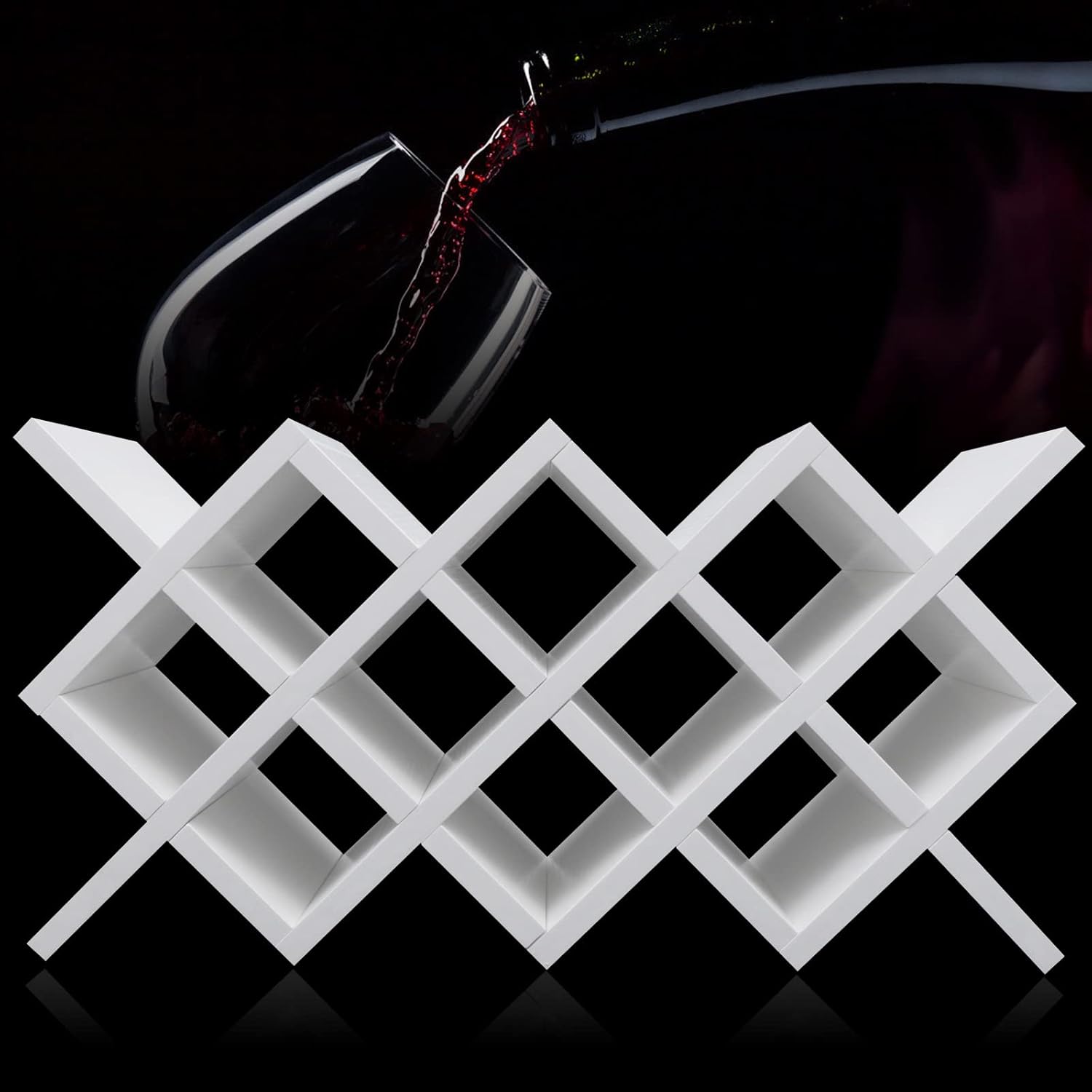 10 Cell Wine Rack with Lattice Design