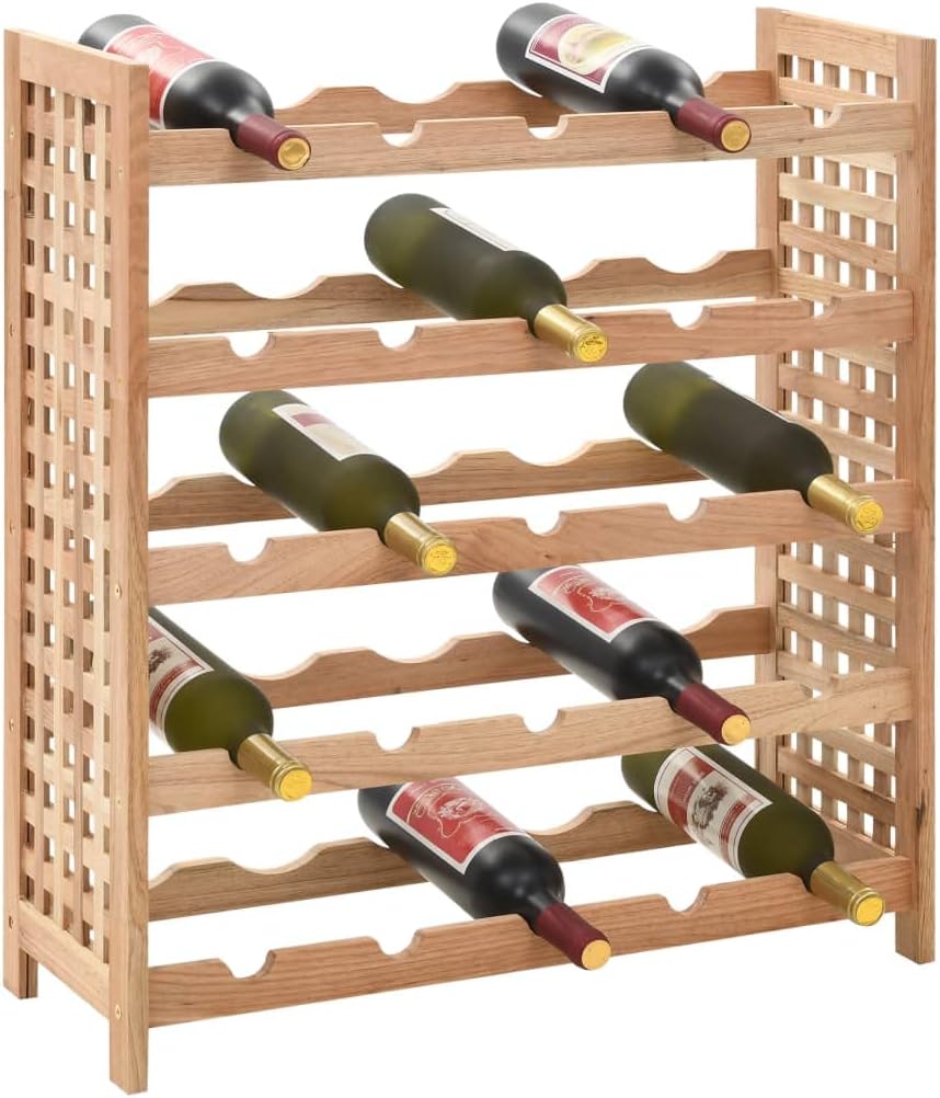 vidaXL 5-Tier Walnut Wine Rack - 25 Bottle Holder