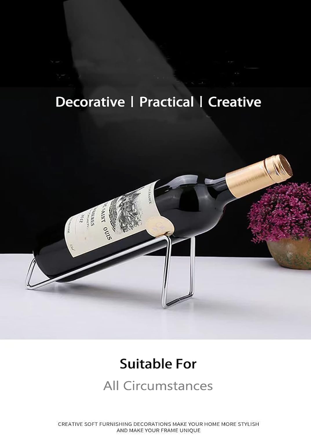 Frontier Simple Chrome Steel Wine Bottle Holder 1