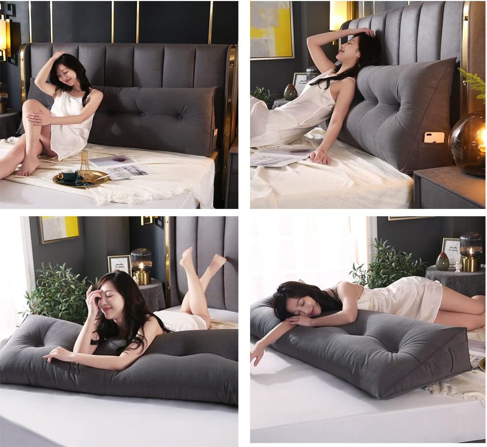 ZZYK Triangular Headboard Pillow 59inch Beige Comfort Cushion