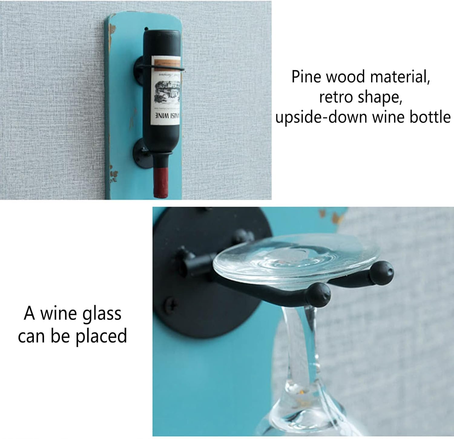 PSMPENG Wall Mounted Wine Rack with Glass Holder