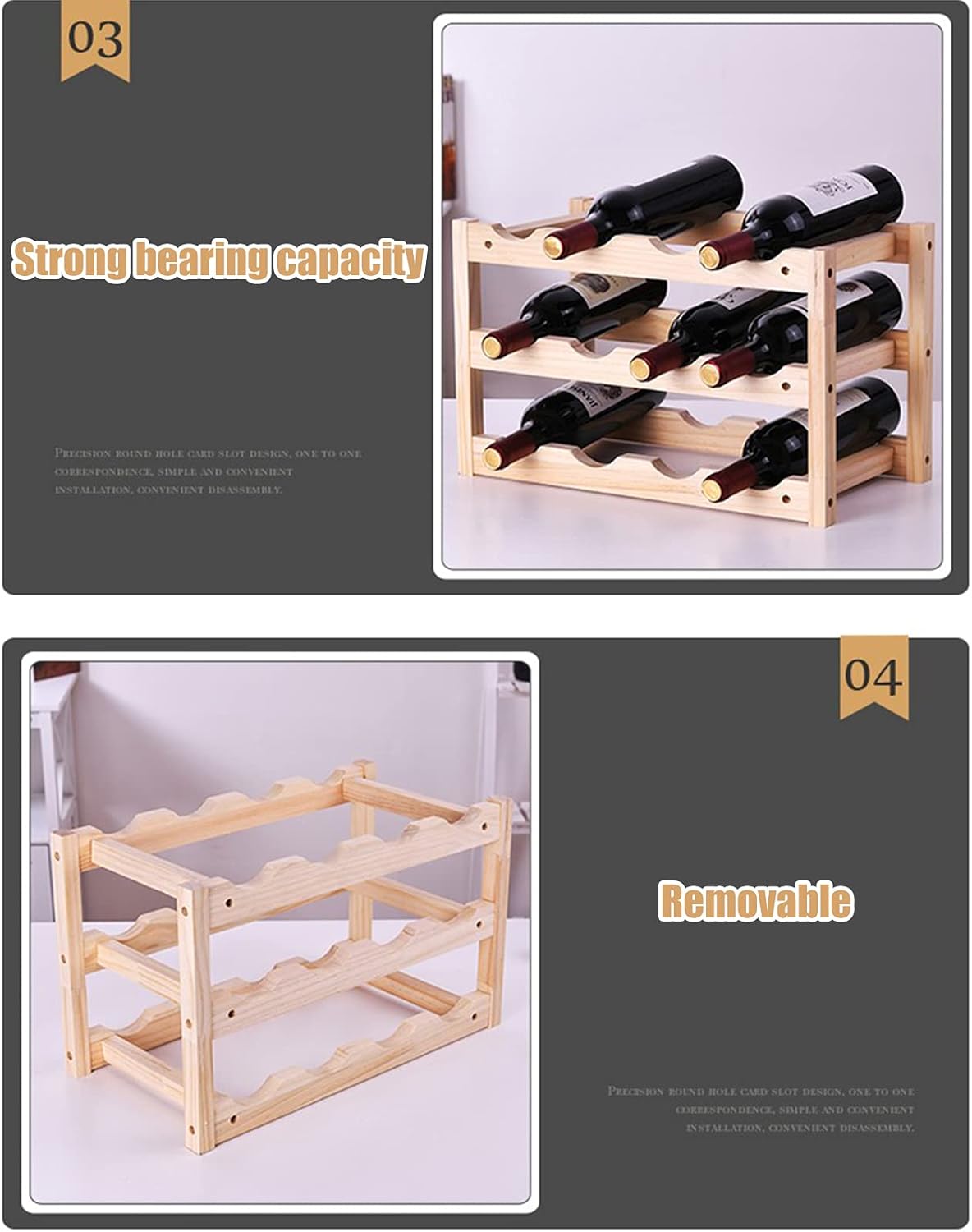 SYCARPET Stackable Wine Rack with 3 Layers