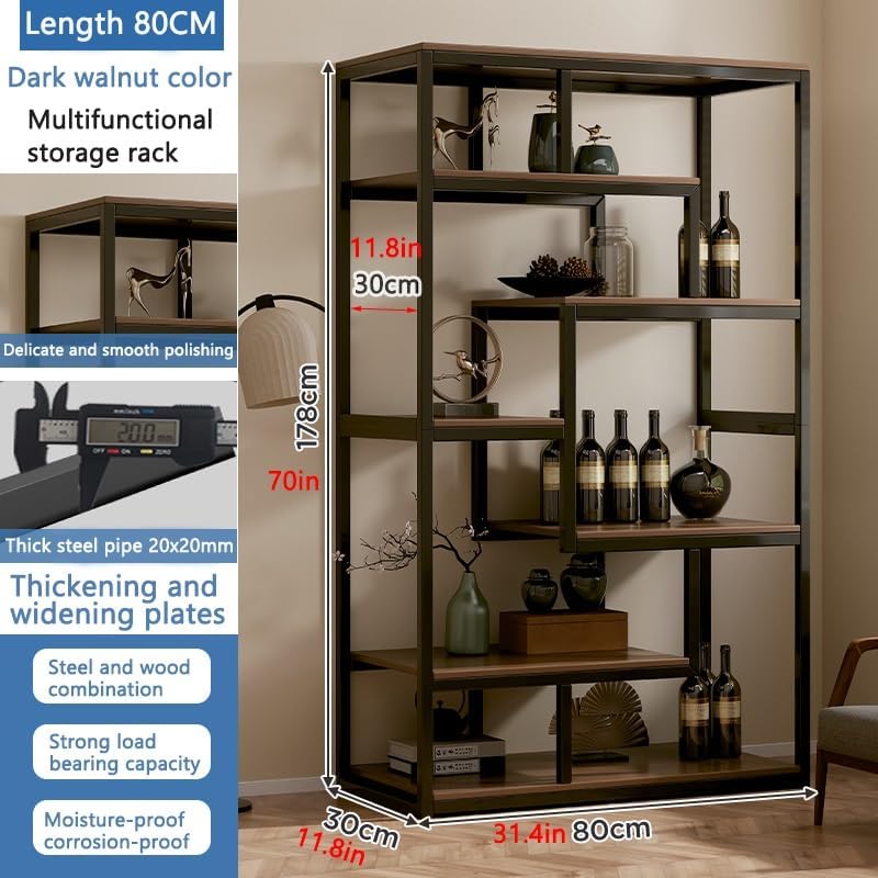 Yclty Freestanding Wine Rack with 6 Shelves Industrial Style