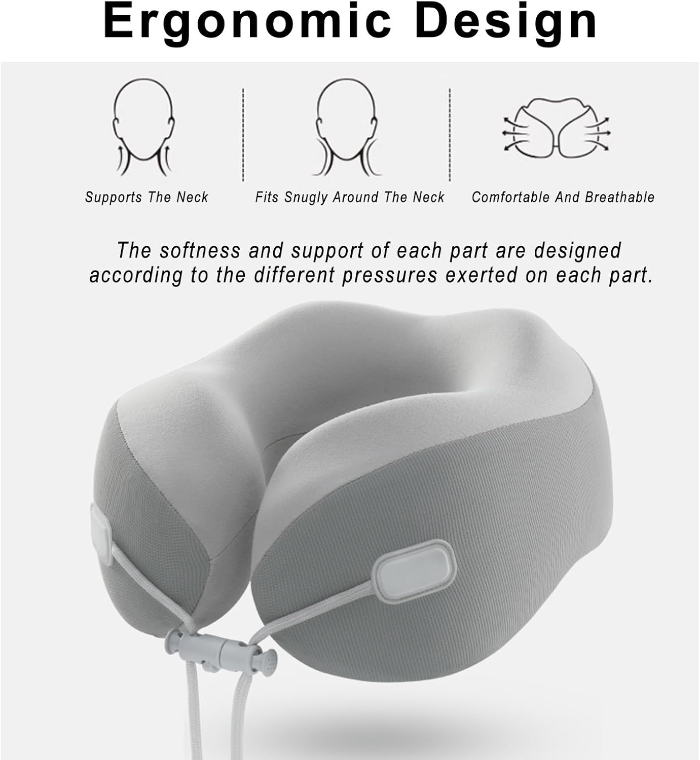 Travel Neck Pillow with Memory Foam and Adjustable Straps 1