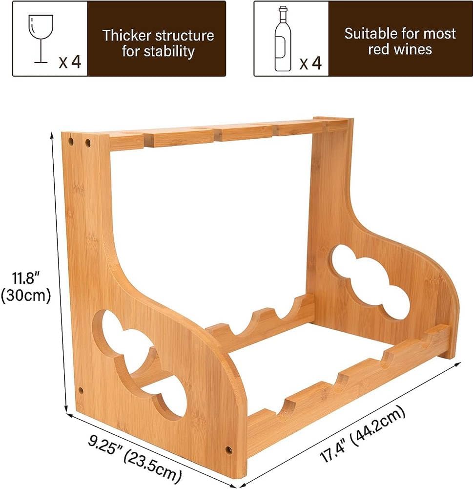 Etlegor Freestanding Wine Rack with Glass Holder